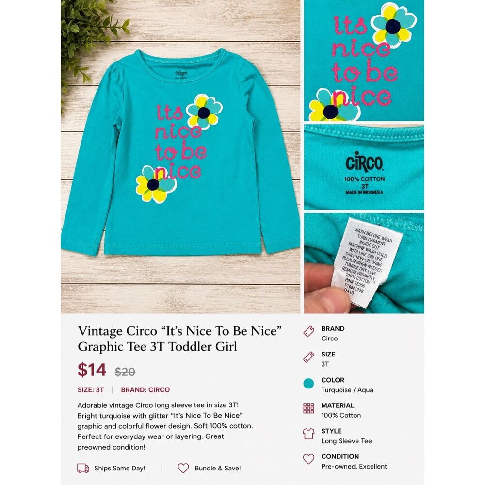 Vintage Circo “It’s Nice To Be Nice” Graphic Tee 3T Y2K Toddler Girl